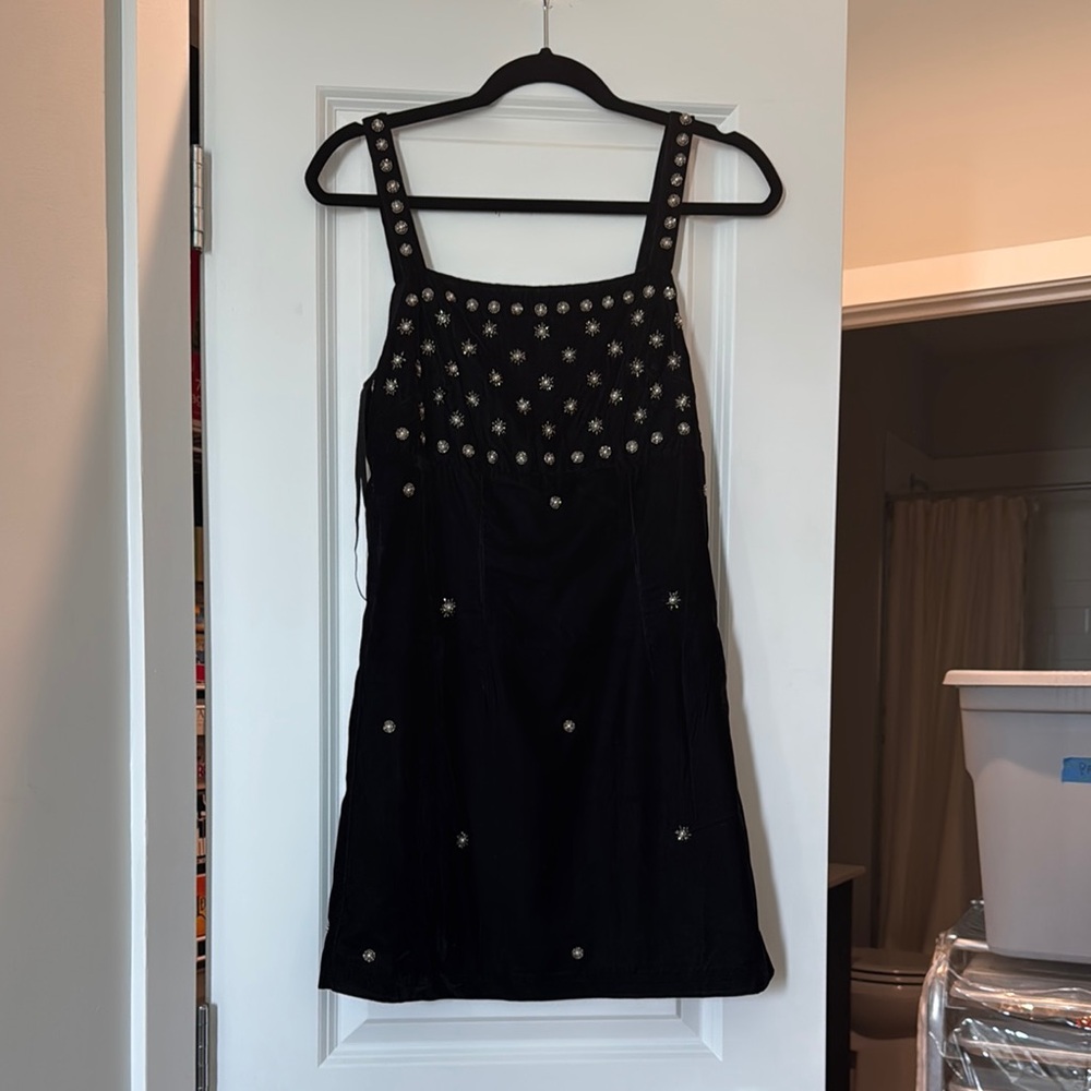 Black velvet Embellished Dress